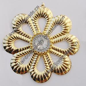 Iron Pendant With Crystal Beads. Fashion Jewelry findings. Lead-free. Flower 59mm Sold by Bag