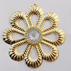 Iron Pendant With Crystal Beads. Fashion Jewelry findings. Lead-free. Flower 59mm Sold by Bag