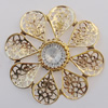 Iron Cabochons With Crystal Beads. Fashion jewelry findings. Lead-free. Flower 61mm Sold by Bag