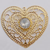 Iron Pendant With Crystal Beads. Fashion Jewelry findings. Lead-free. Heart 58x63mm Sold by Bag