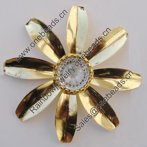 Iron Cabochons With Crystal Beads. Fashion jewelry findings. Lead-free. Flower 62mm Sold by Bag