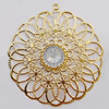 Iron Pendant With Crystal Beads. Fashion Jewelry findings. Lead-free. Flower 64mm Sold by Bag