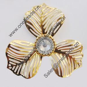 Iron Cabochons With Crystal Beads. Fashion jewelry findings. Lead-free. Flower 61mm Sold by Bag