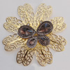 Iron Cabochons With Crystal Beads. Fashion jewelry findings. Lead-free. Flower 65mm Sold by Bag