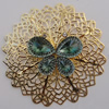 Iron Cabochons With Crystal Beads. Fashion jewelry findings. Lead-free. Flower 64mm Sold by Bag