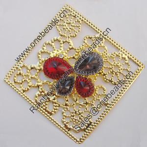 Iron Cabochons With Crystal Beads. Fashion jewelry findings. Lead-free. Diamond 81mm Sold by Bag