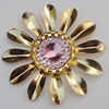 Iron Cabochons With Crystal Beads. Fashion jewelry findings. Lead-free. Flower 35mm Sold by Bag