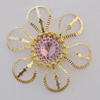 Iron Cabochons With Crystal Beads. Fashion jewelry findings. Lead-free. Flower 38mm Sold by Bag
