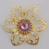 Iron Cabochons With Crystal Beads. Fashion jewelry findings. Lead-free. Flower 41mm Sold by Bag