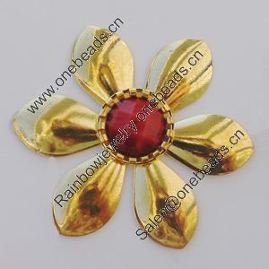 Iron Cabochons With Resin Beads. Fashion jewelry findings. Lead-free. Flower 47mm Sold by Bag