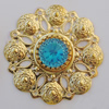 Iron Cabochons With Crystal Beads. Fashion jewelry findings. Lead-free. Flower 48mm Sold by Bag