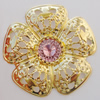 Iron Cabochons With Crystal Beads. Fashion jewelry findings. Lead-free. Flower 49mm Sold by Bag