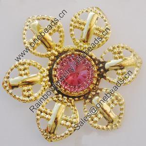 Iron Cabochons With Crystal Beads. Fashion jewelry findings. Lead-free. Flower 55mm Sold by Bag