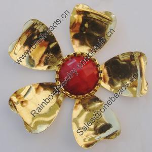 Iron Cabochons With Resin Beads. Fashion jewelry findings. Lead-free. Flower 52mm Sold by Bag