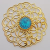 Iron Cabochons With Crystal Beads. Fashion jewelry findings. Lead-free. Flower 55mm Sold by Bag