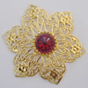 Iron Cabochons With Crystal Beads. Fashion jewelry findings. Lead-free. Flower 61mm Sold by Bag