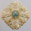 Iron Cabochons With Crystal Beads. Fashion jewelry findings. Lead-free. Flower 57mm Sold by Bag