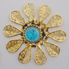 Iron Cabochons With Crystal Beads. Fashion jewelry findings. Lead-free. Flower 60mm Sold by Bag