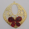 Iron Pendant With Crystal Beads. Fashion Jewelry findings. Lead-free. 60x68mm Sold by Bag