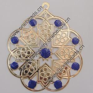 Iron Enamel Pendant. Fashion Jewelry findings. Lead-free. Flower 55x64mm Sold by Bag