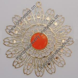 Iron Enamel Pendant. Fashion Jewelry findings. Lead-free. Flower 64mm Sold by Bag