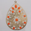 Iron Enamel Pendant. Fashion Jewelry findings. Lead-free. Teardrop 57x80mm Sold by Bag