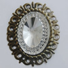 Iron Cabochons With Crystal Beads. Fashion jewelry findings. Lead-free. 37x30mm Sold by Bag