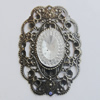 Iron Cabochons With Crystal Beads. Fashion jewelry findings. Lead-free. 27x43mm Sold by Bag