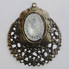 Iron Pendant With Crystal Beads. Fashion Jewelry findings. Lead-free. 42x35mm Sold by Bag