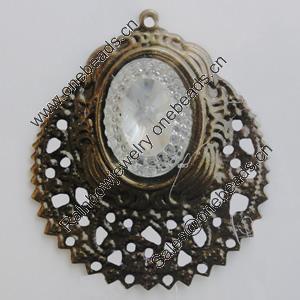 Iron Pendant With Crystal Beads. Fashion Jewelry findings. Lead-free. 42x35mm Sold by Bag