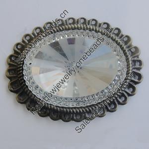 Iron Cabochons With Crystal Beads. Fashion jewelry findings. Lead-free. 54x40mm Sold by Bag