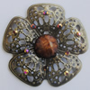 Iron Connector With Resin Beads. Fashion jewelry findings. Lead-free. Flower 47mm Sold by Bag