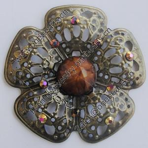 Iron Connector With Resin Beads. Fashion jewelry findings. Lead-free. Flower 47mm Sold by Bag