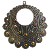 Iron Pendant With Crystal Beads. Fashion Jewelry findings. Lead-free. 51x48mm Sold by Bag