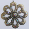 Iron Pendant With Crystal Beads. Fashion Jewelry findings. Lead-free. Flower 59mm Sold by Bag