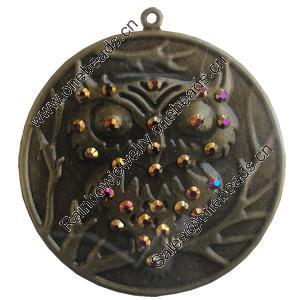Iron Pendant With Crystal Beads. Fashion Jewelry findings. Lead-free. 59mm Sold by Bag