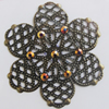 Iron Cabochons With Crystal Beads. Fashion jewelry findings. Lead-free. Flower 41mm Sold by Bag