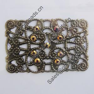 Iron Cabochons With Crystal Beads. Fashion jewelry findings. Lead-free. 48mm Sold by Bag
