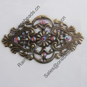 Iron Cabochons With Crystal Beads. Fashion jewelry findings. Lead-free. 54x32mm Sold by Bag