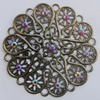 Iron Cabochons With Crystal Beads. Fashion jewelry findings. Lead-free. 50mm Sold by Bag