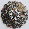 Iron Cabochons With Crystal Beads. Fashion jewelry findings. Lead-free. 50mm Sold by Bag