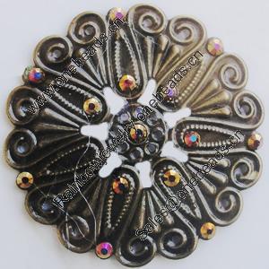 Iron Cabochons With Crystal Beads. Fashion jewelry findings. Lead-free. 50mm Sold by Bag