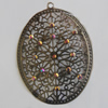 Iron Pendant With Crystal Beads. Fashion Jewelry findings. Lead-free. 63x47mm Sold by Bag
