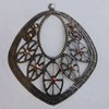 Iron Pendant With Crystal Beads. Fashion Jewelry findings. Lead-free. 59x68mm Sold by Bag