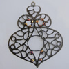 Iron Pendant With Crystal Beads. Fashion Jewelry findings. Lead-free. 71x60mm Sold by Bag