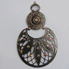 Iron Pendant With Crystal Beads. Fashion Jewelry findings. Lead-free. 77x46mm Sold by Bag