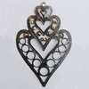 Iron Pendant With Crystal Beads. Fashion Jewelry findings. Lead-free. 55x85mm Sold by Bag