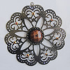 Iron Pendant With Resin Beads. Fashion Jewelry findings. Lead-free. Flower 67mm Sold by Bag