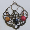 Iron Pendant With Resin Beads. Fashion Jewelry findings. Lead-free. 68x60mm Sold by Bag