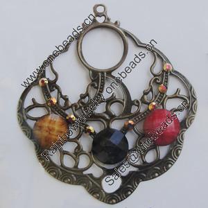 Iron Pendant With Resin Beads. Fashion Jewelry findings. Lead-free. 68x60mm Sold by Bag